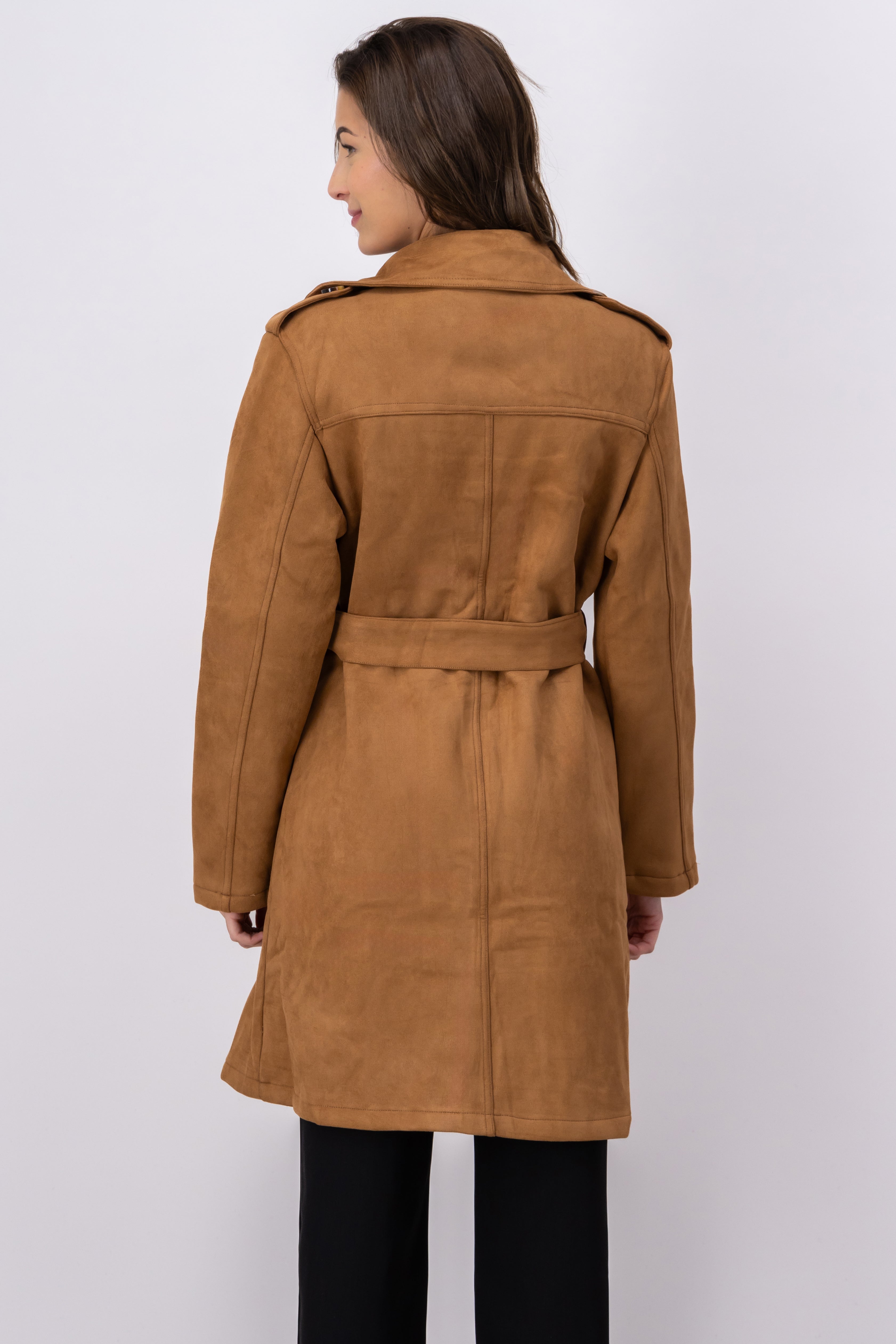 Abrigo largo suede CAFE