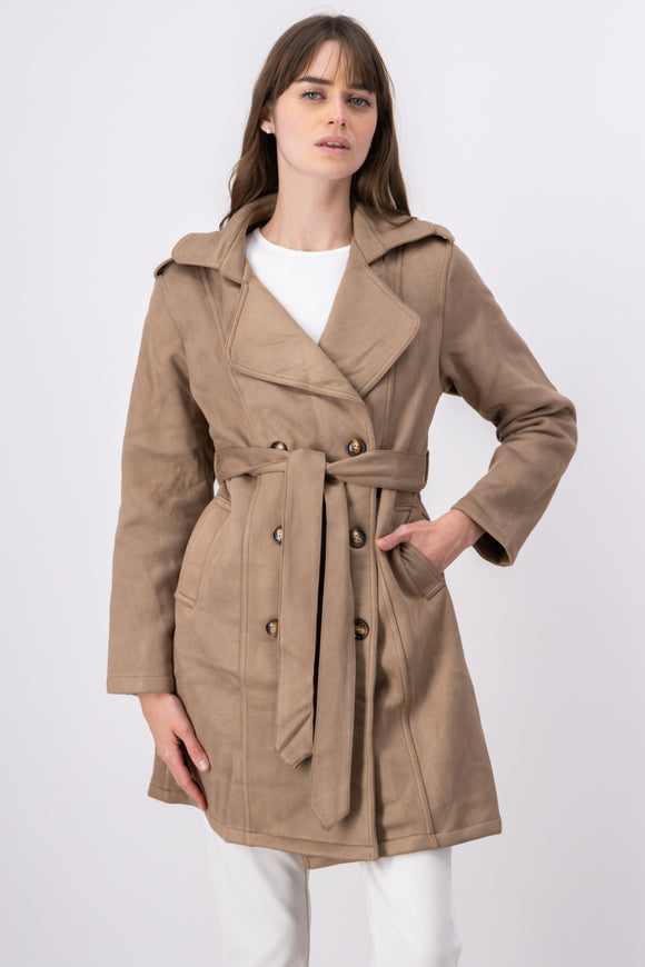 Abrigo largo suede