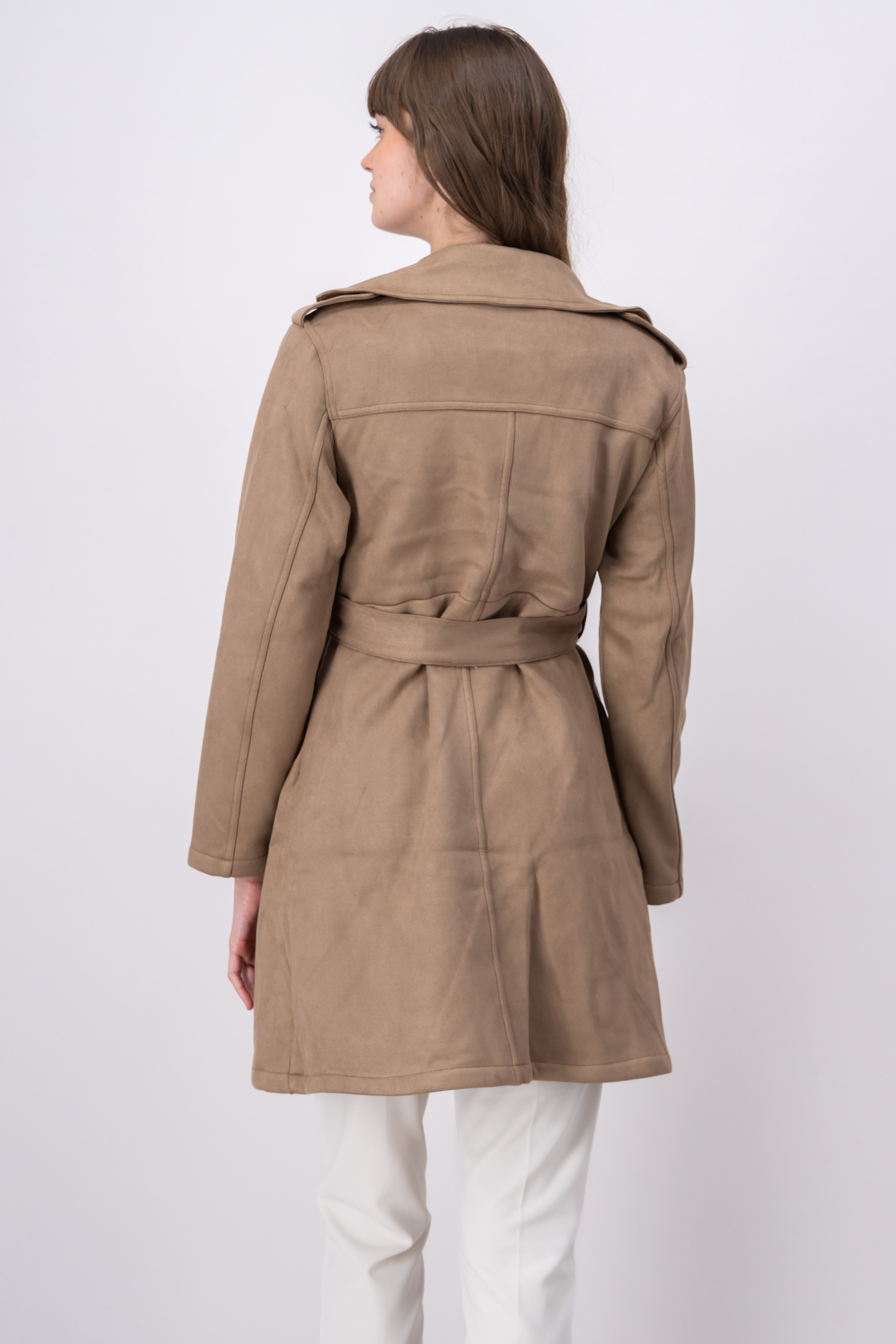 Abrigo largo suede TAUPE