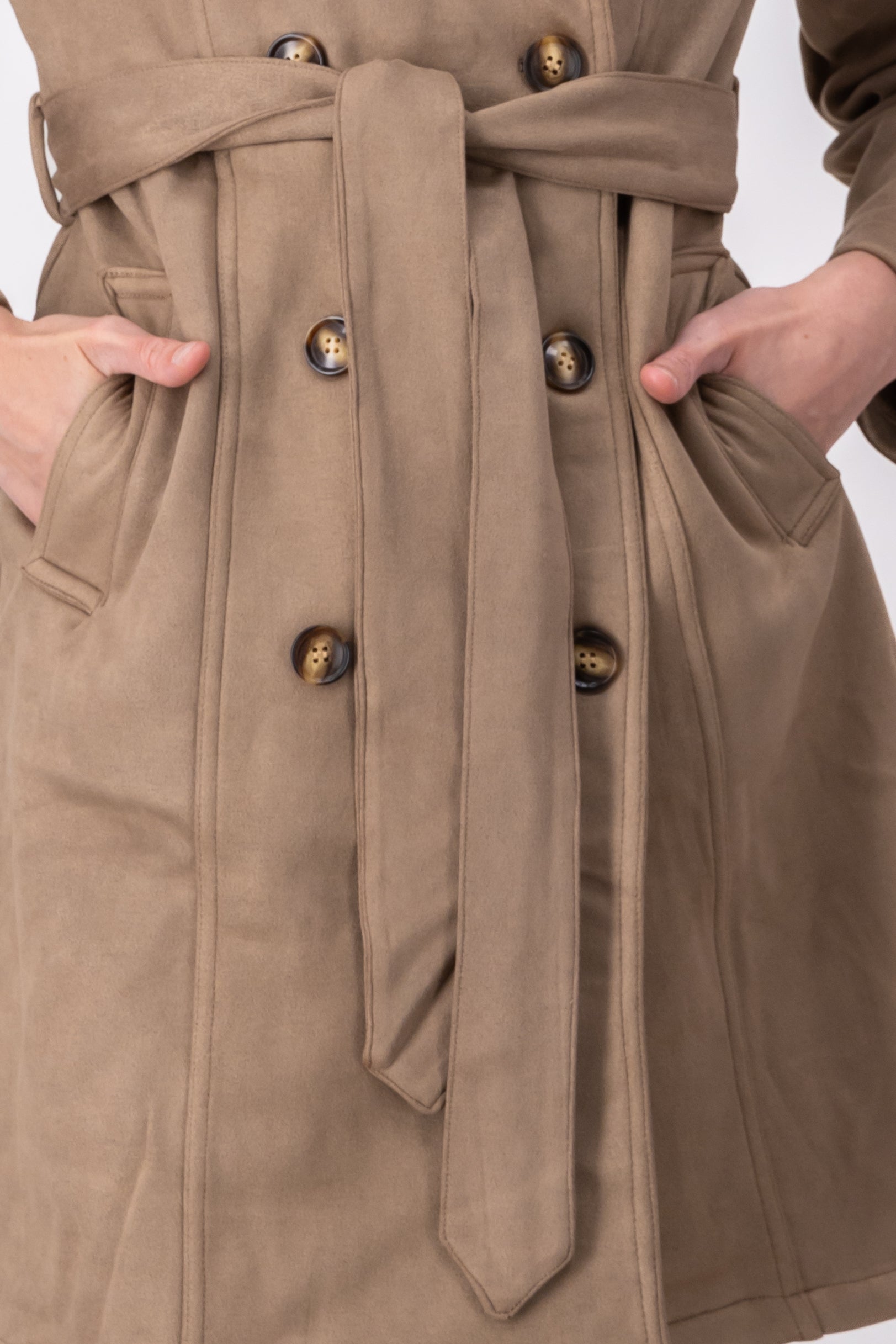 Abrigo largo suede TAUPE