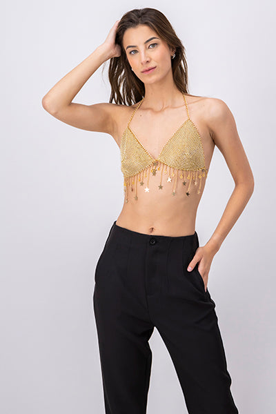 Bralette cadena flecos estrella