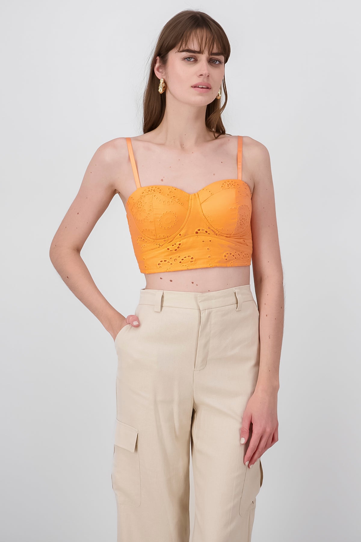 Blusa Con Copas Bordado NARANJA