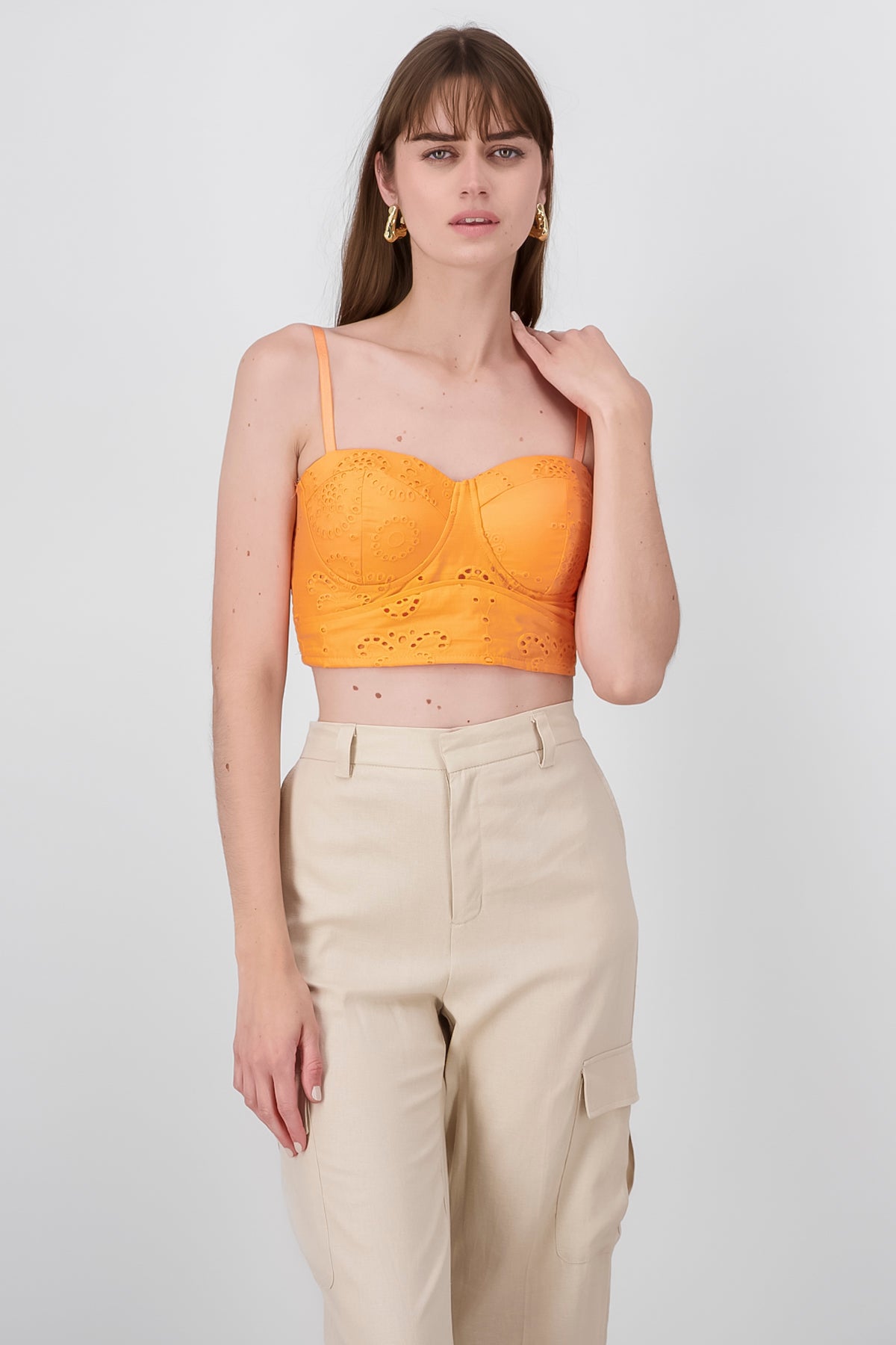 Blusa Con Copas Bordado NARANJA