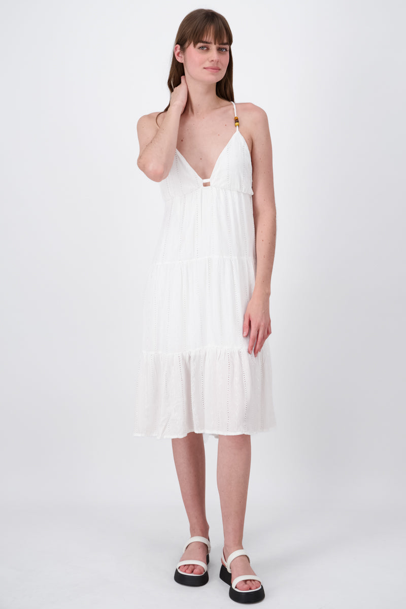 Vestido Maxi Textura Detalle Tirantes BLANCO