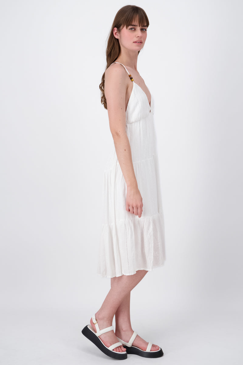 Vestido Maxi Textura Detalle Tirantes BLANCO