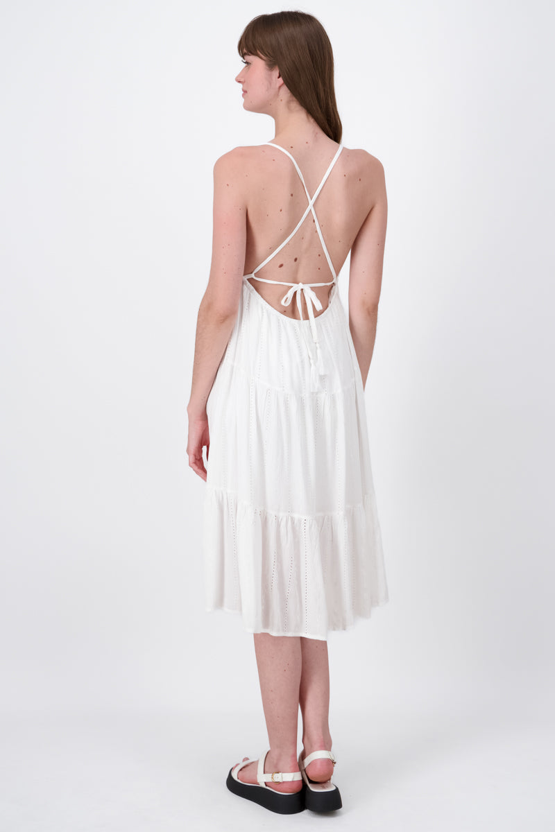 Vestido Maxi Textura Detalle Tirantes BLANCO
