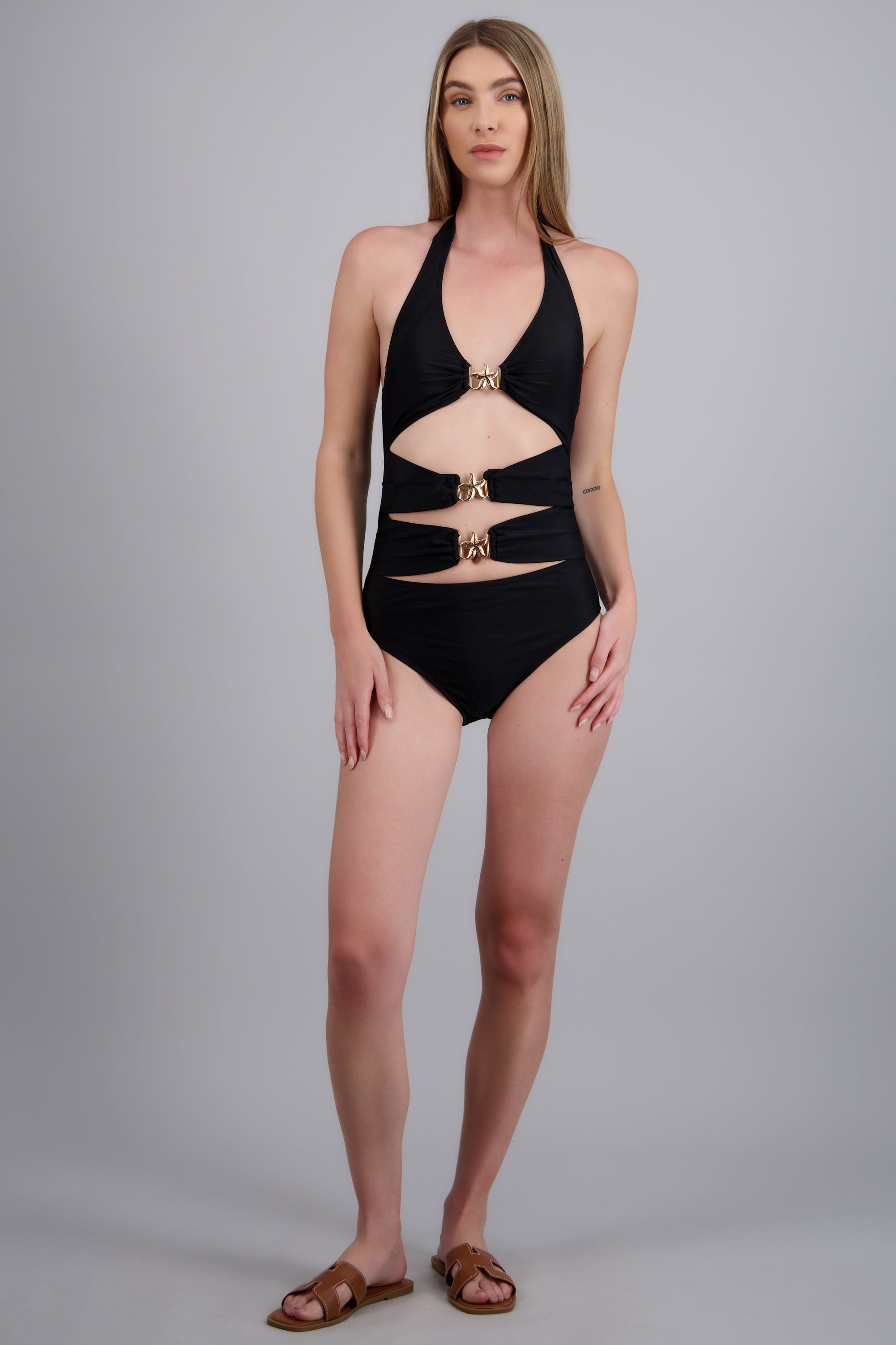 Sandalia Sencilla Tiras Greca TAN