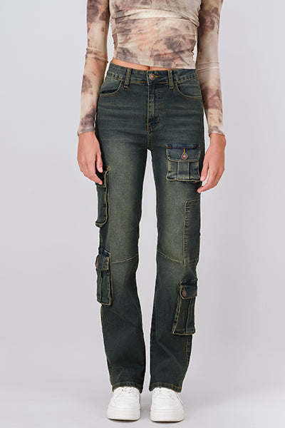 Jeans cargo efecto deslavado BLEACHED
