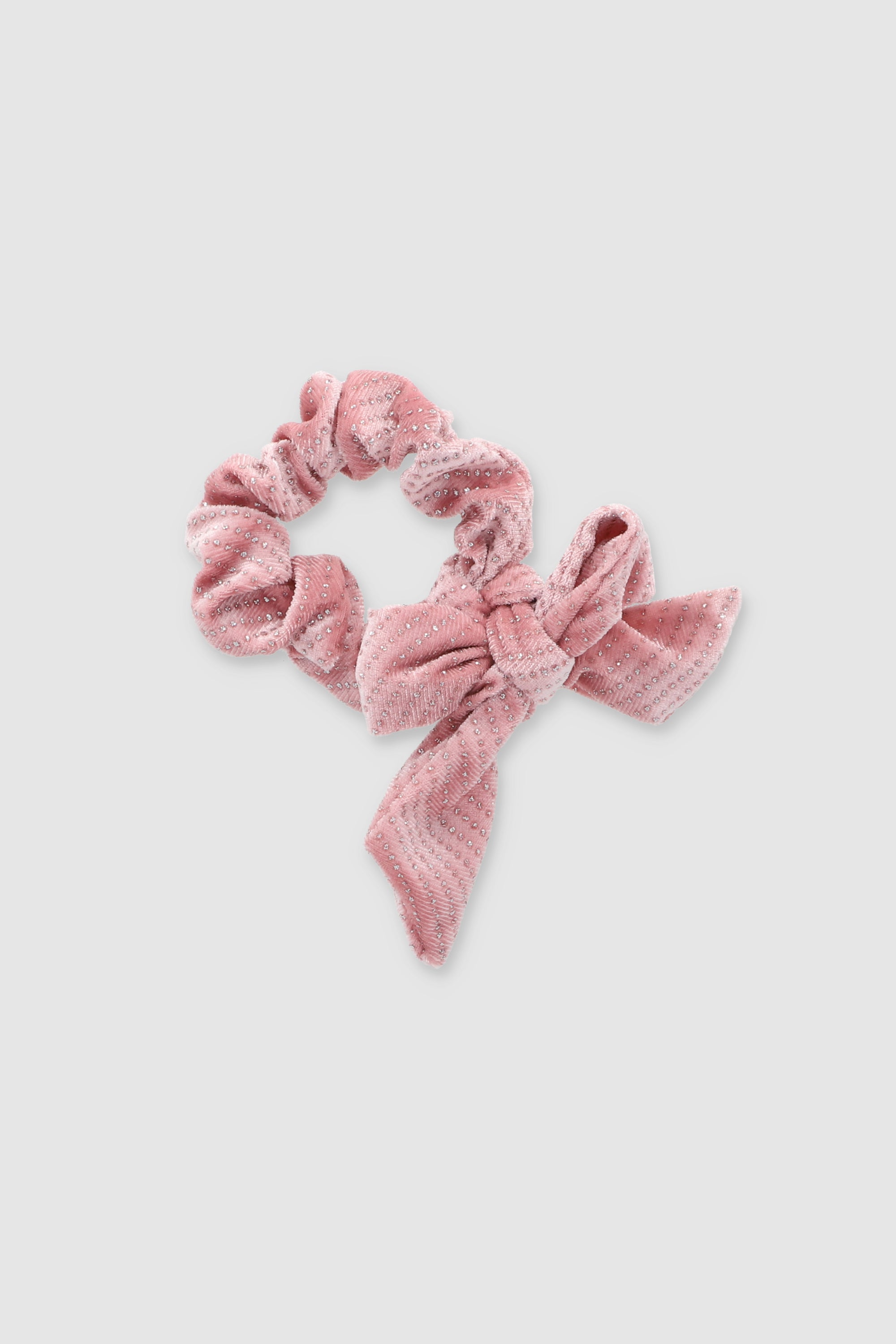 Scrunchie moño terciopelo brillos PALO DE ROSA