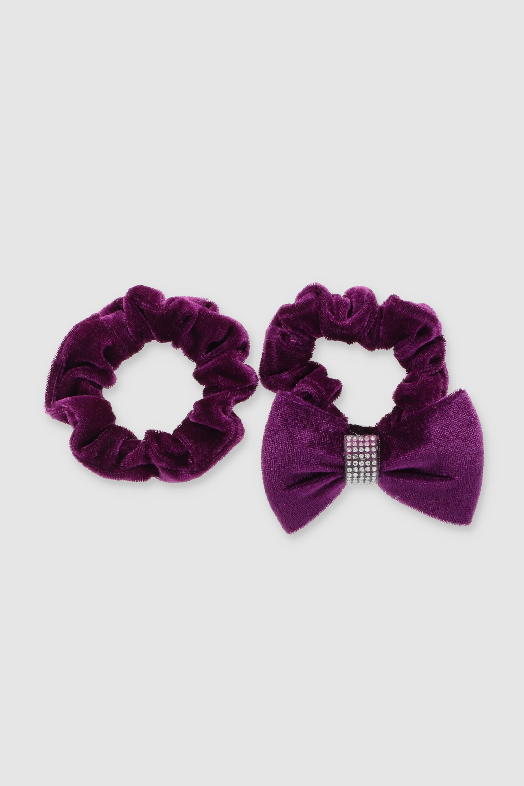 Set 2 scrunchie tercipelo brillos MORADO