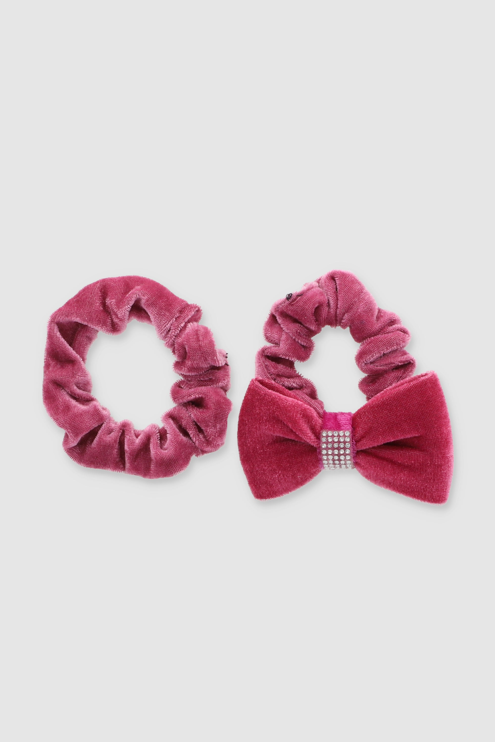 Set 2 scrunchie tercipelo brillos ROSA