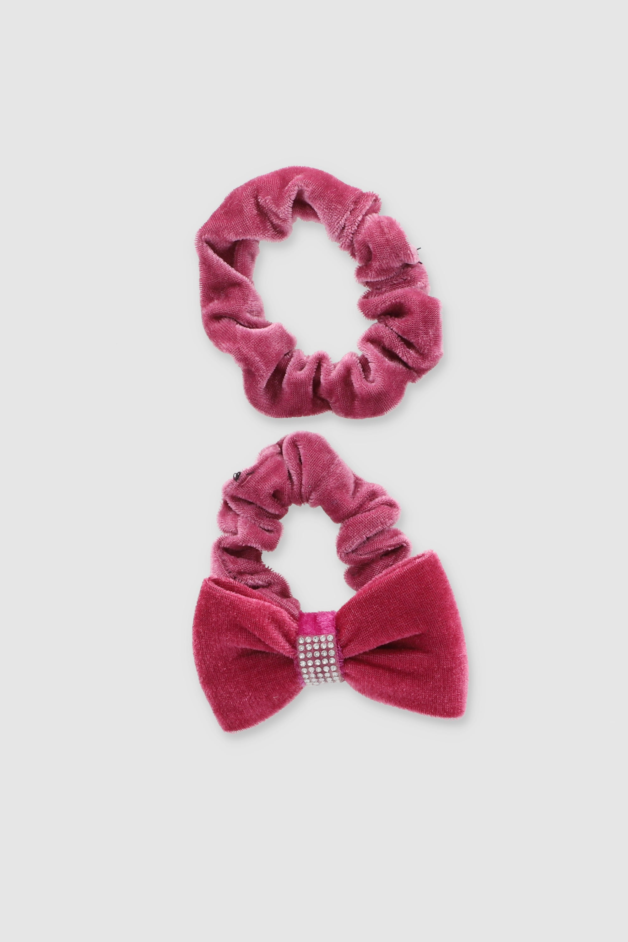 Set 2 scrunchie tercipelo brillos ROSA