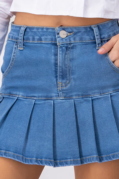 Falda mini tableada denim ACID LIGHT