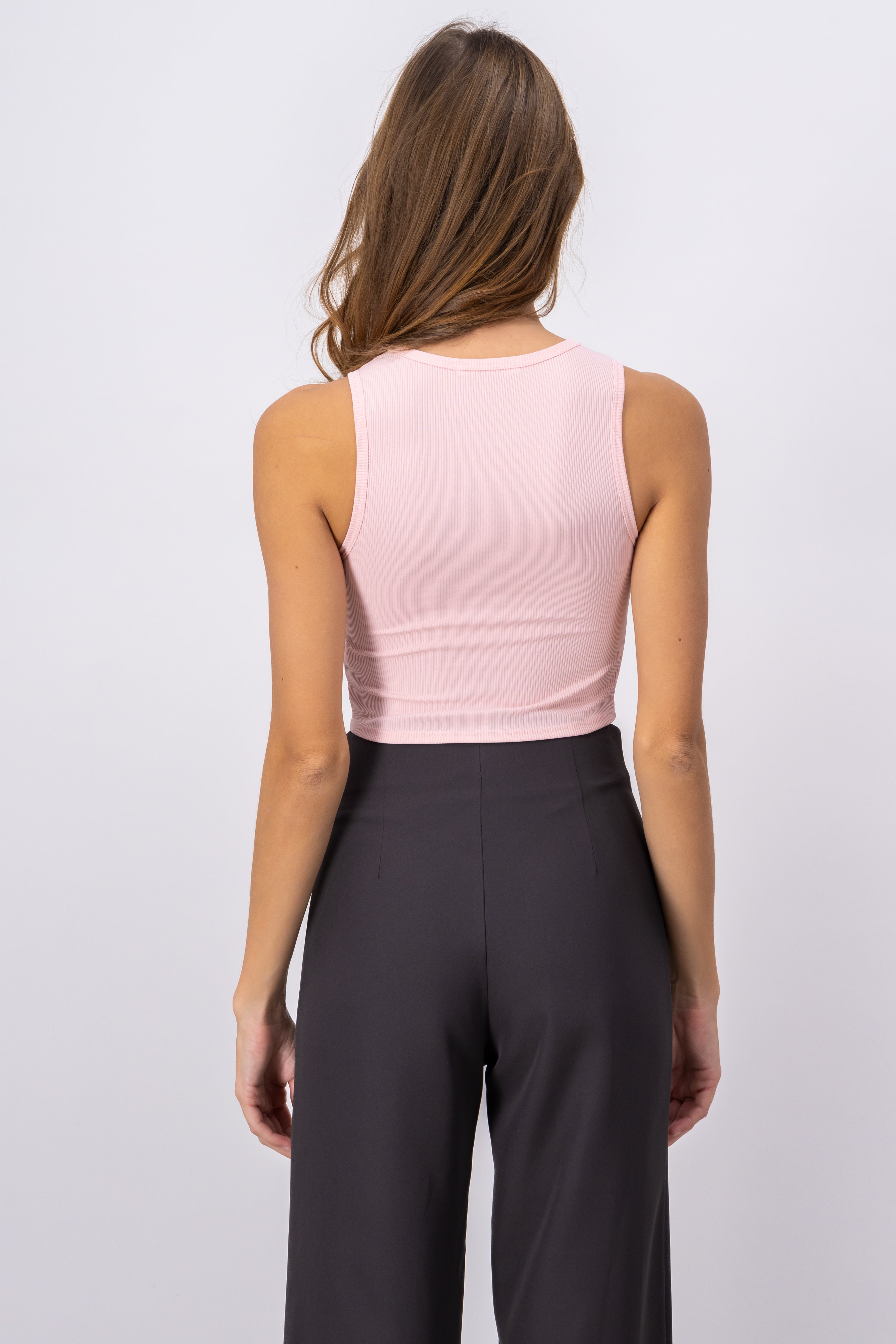Top acanalado brillos PALO DE ROSA