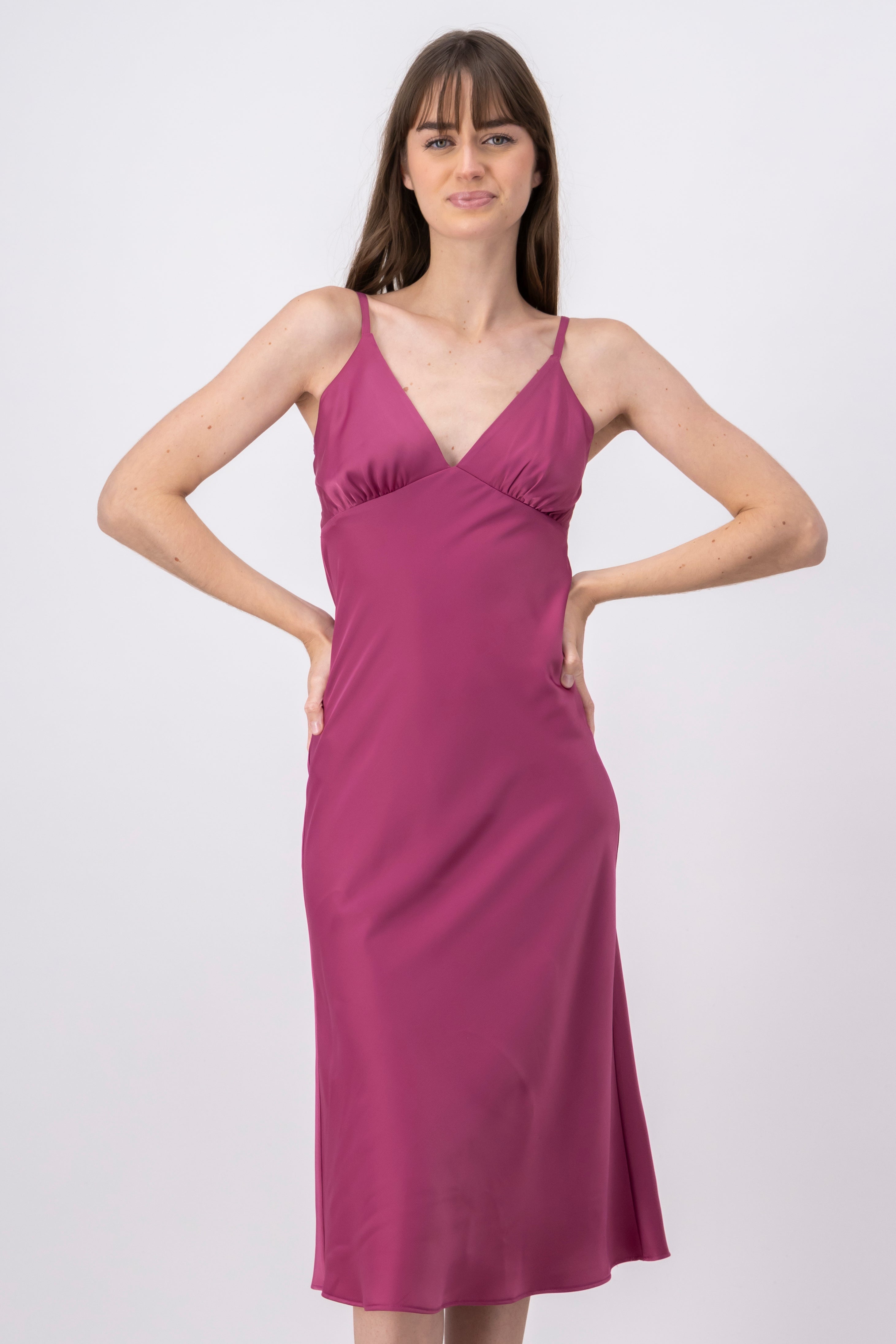 Vestido midi busto fruncido MALVA