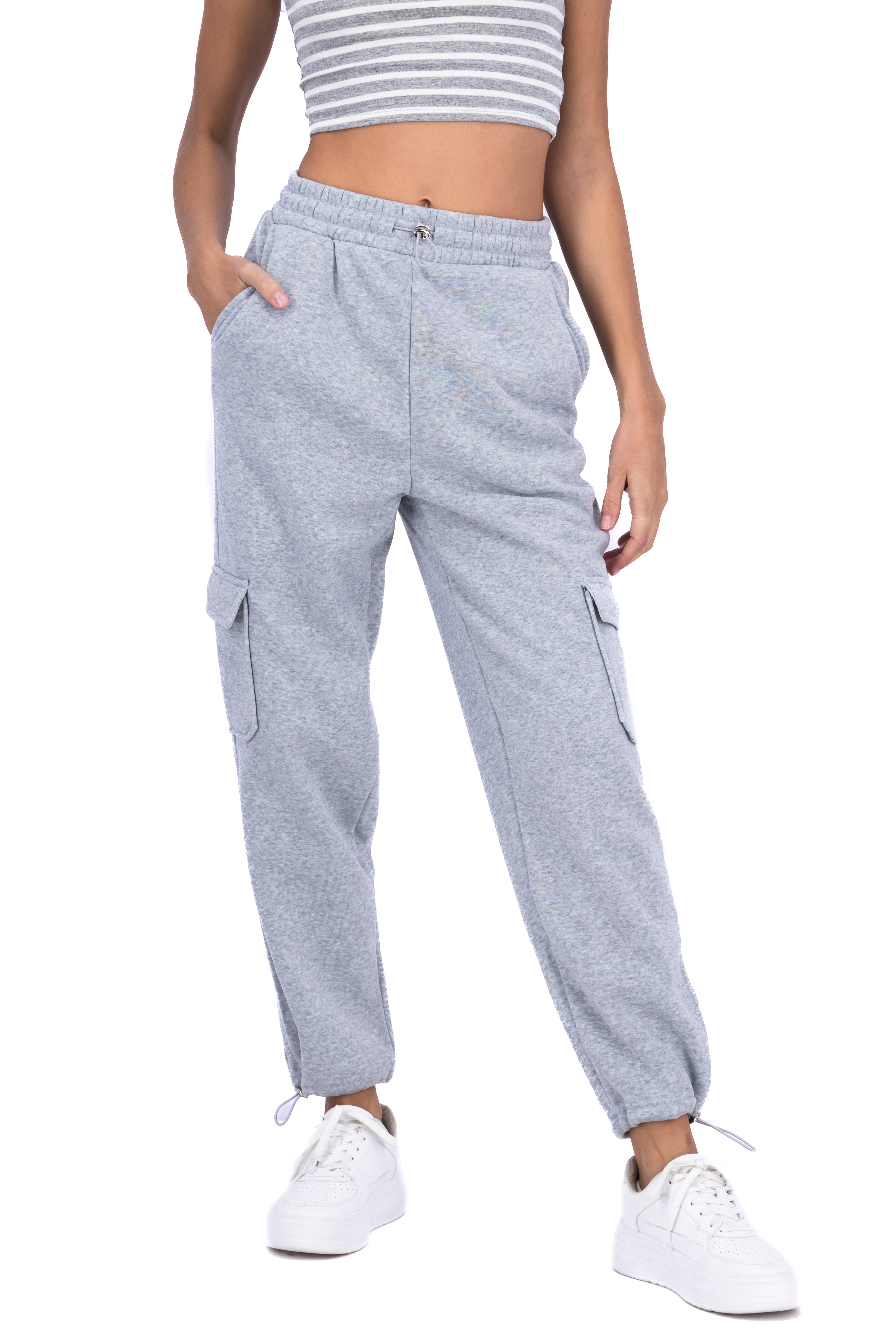 Jogger cargo cintas tobillos GRIS CLARO