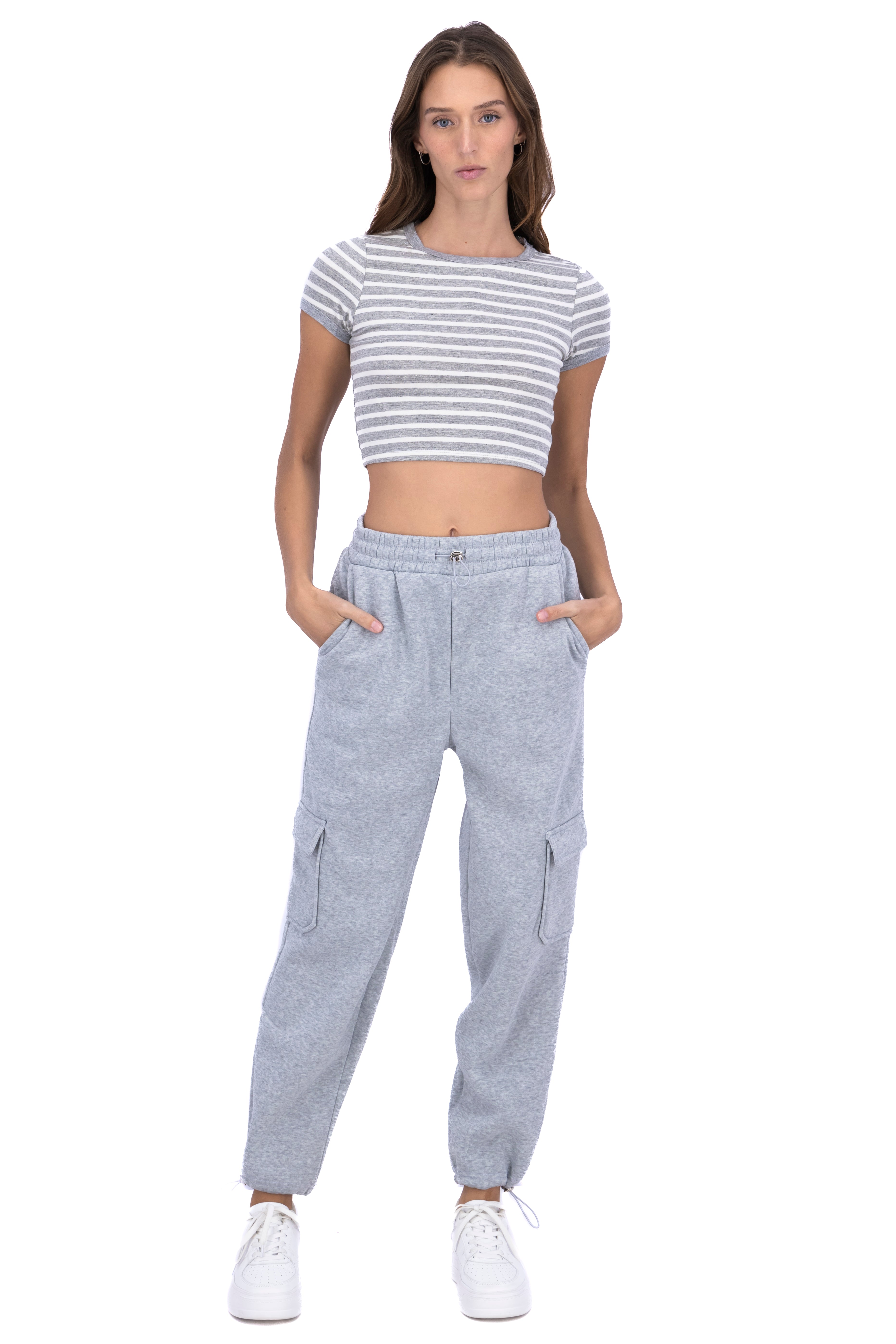 Jogger cargo cintas tobillos GRIS CLARO