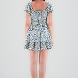 Vestido mini escote cuadrado flores