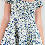 Vestido mini escote cuadrado flores