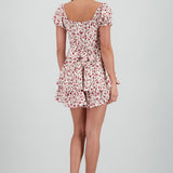 Vestido mini escote cuadrado flores