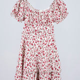 Vestido mini escote cuadrado flores