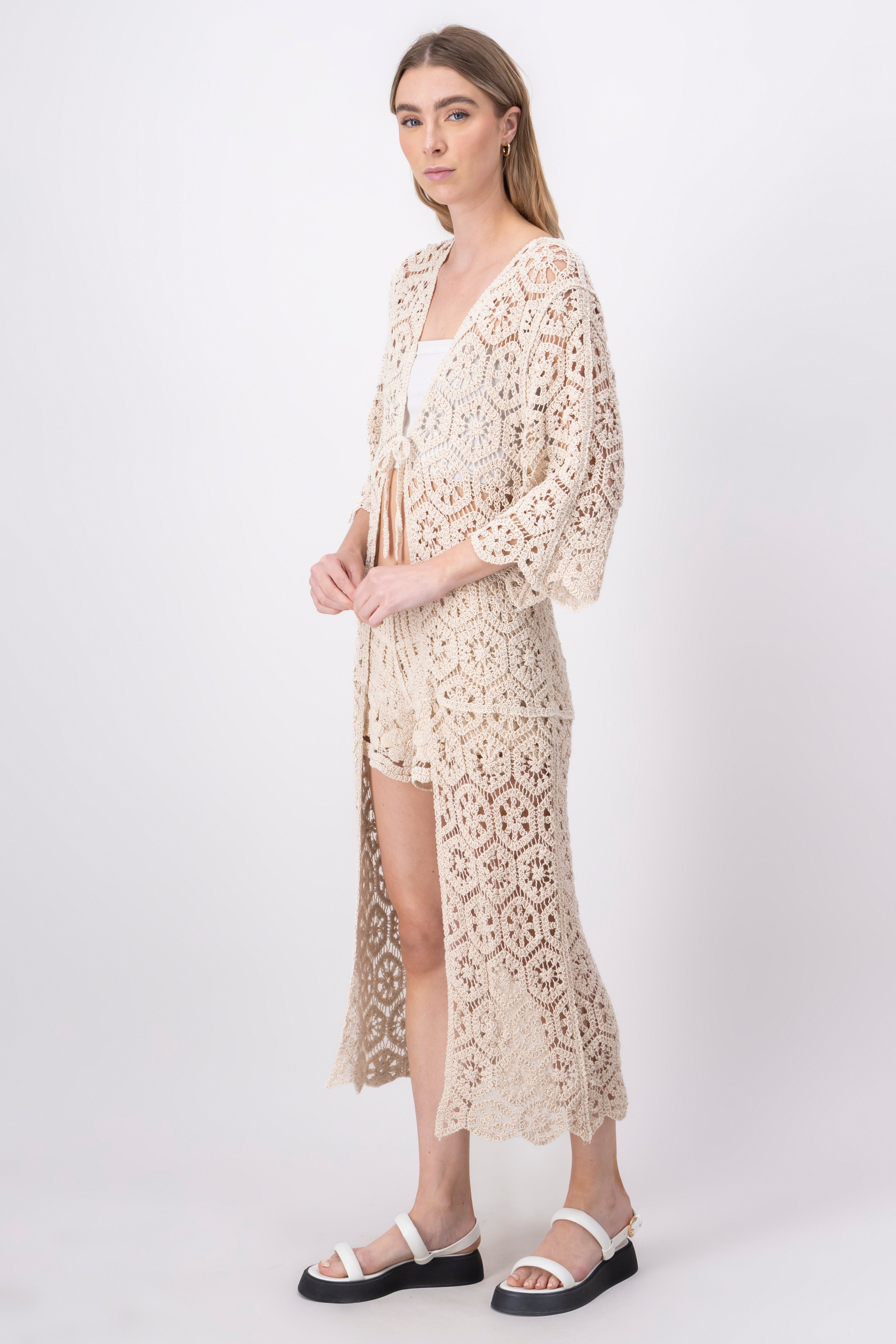 Kimono maxi crochet CREMA