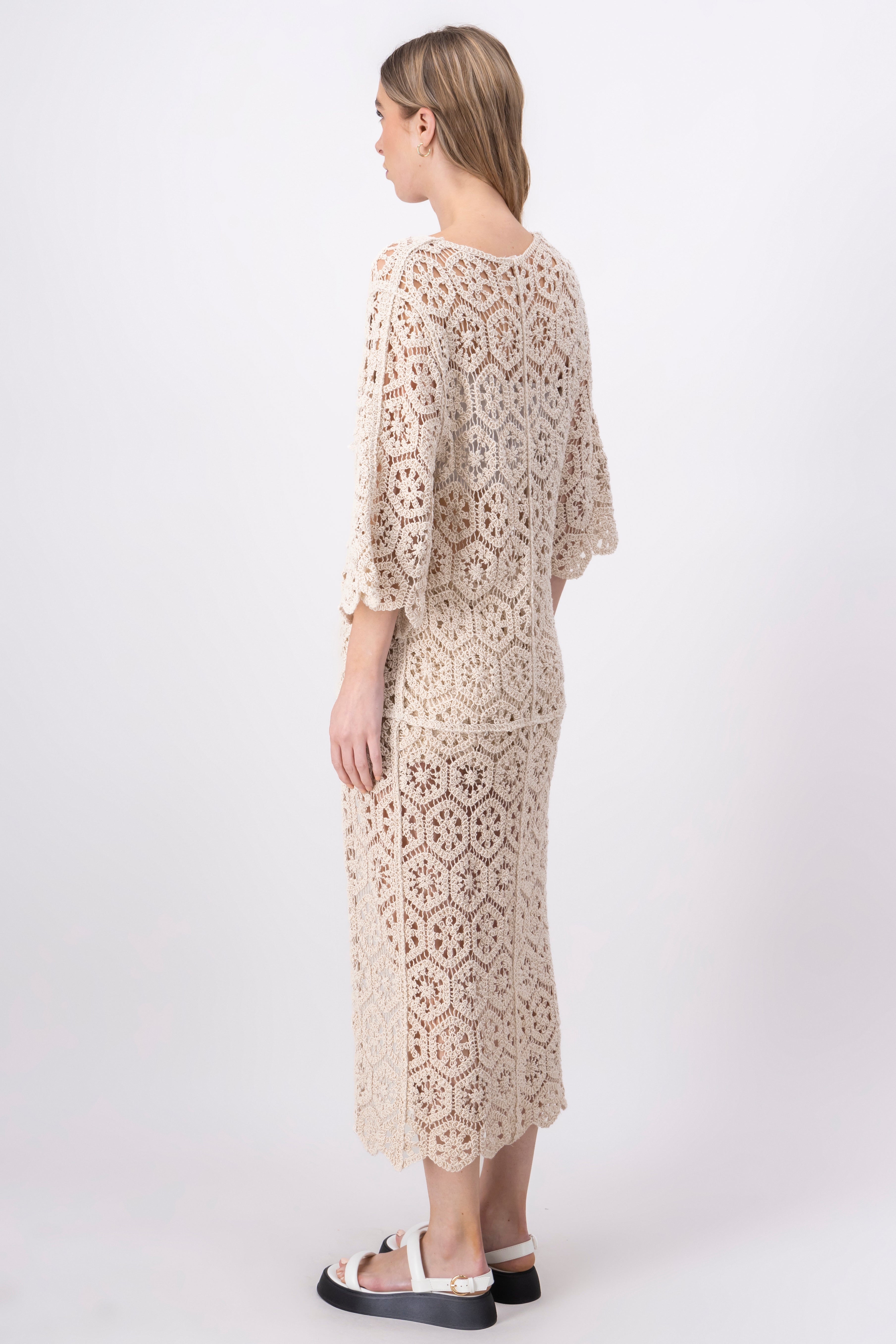 Kimono maxi crochet CREMA