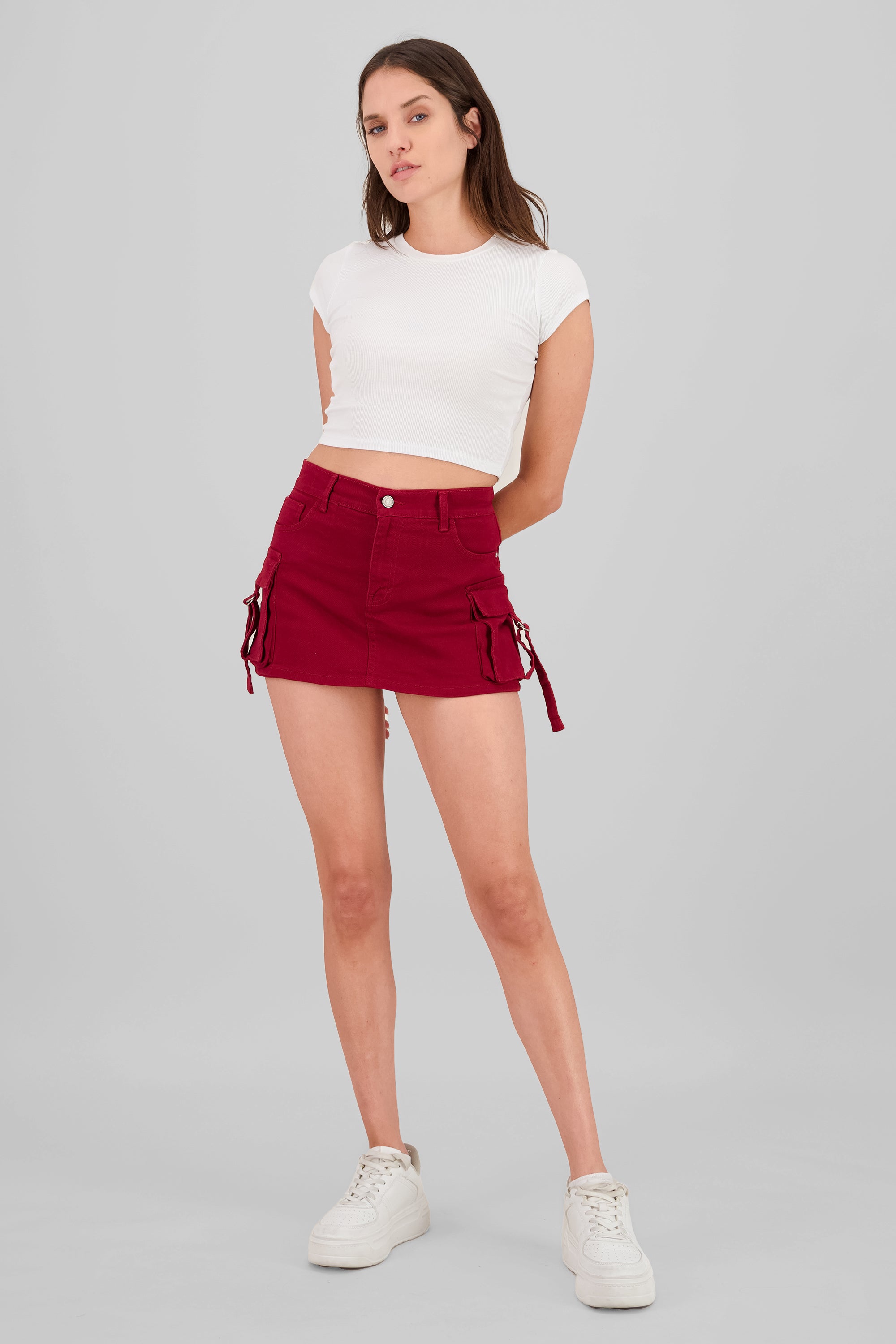 Falda short cargo ROJO