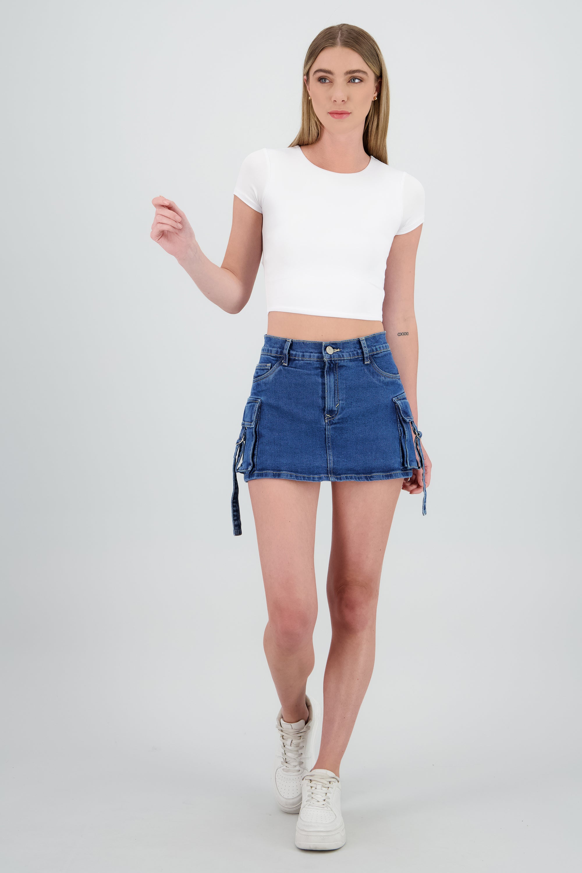 Falda short cargo STONE