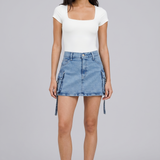 Falda short cargo tiras