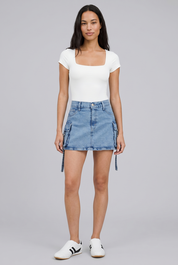Falda short cargo tiras