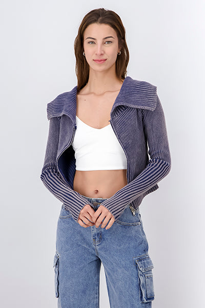 Sueter efecto denim con cierre