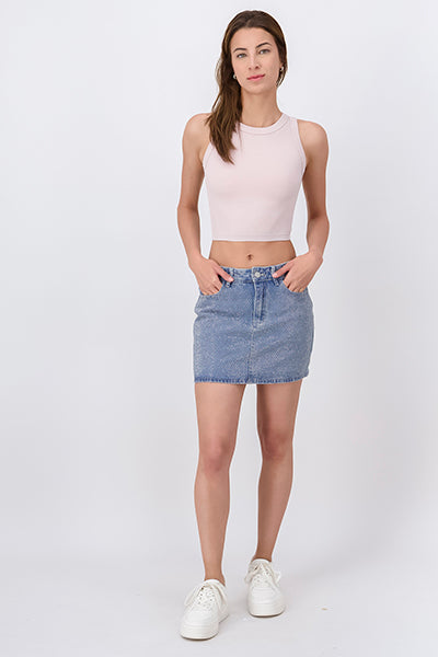 Falda Mini Denim Brillos MEDIUM WASH