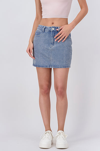 Falda Mini Denim Brillos MEDIUM WASH