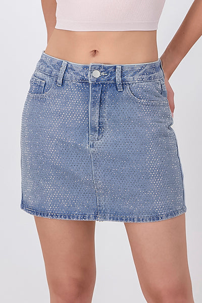 Falda Mini Denim Brillos MEDIUM WASH