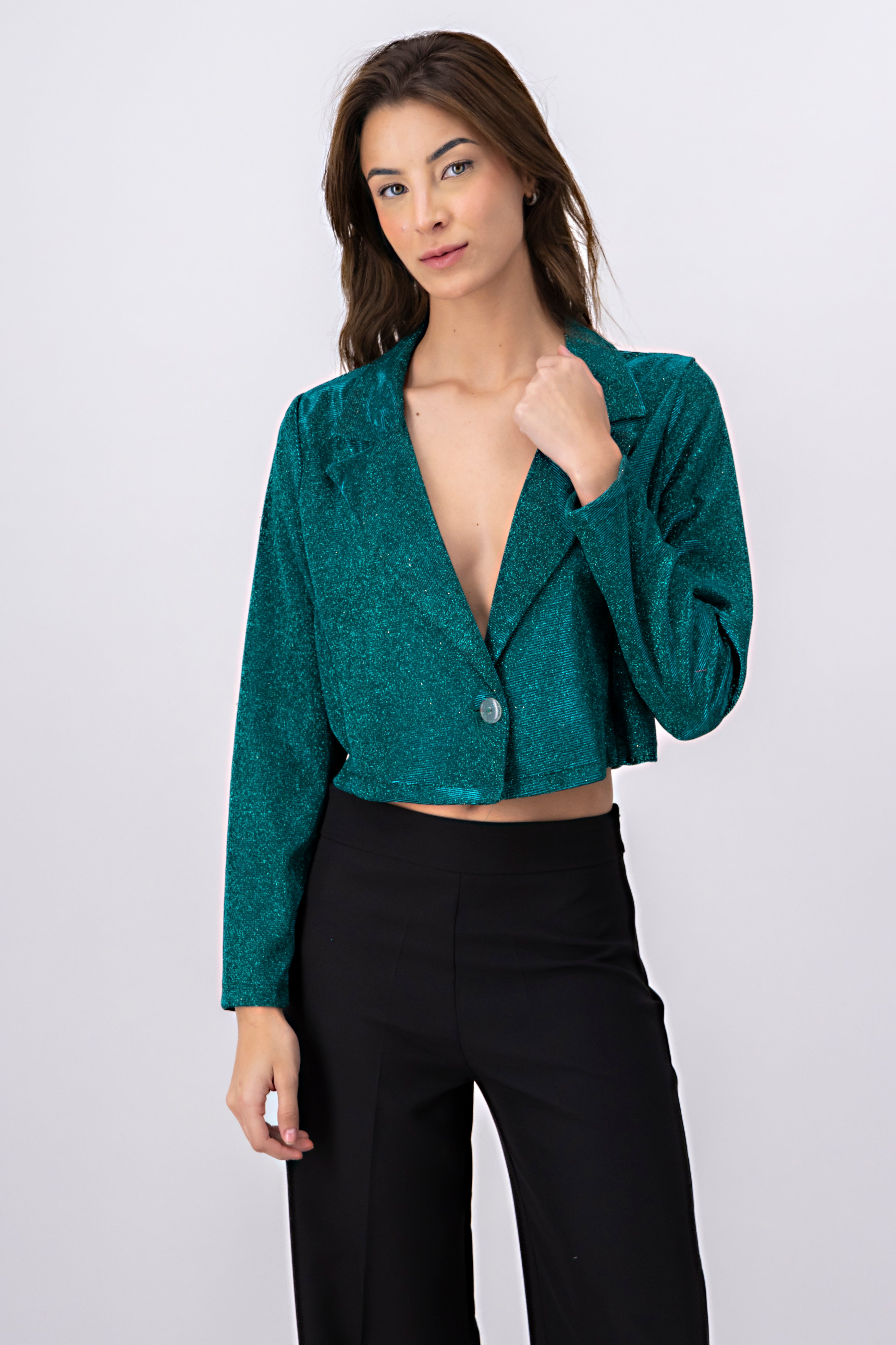 Saco crop brillos VERDE