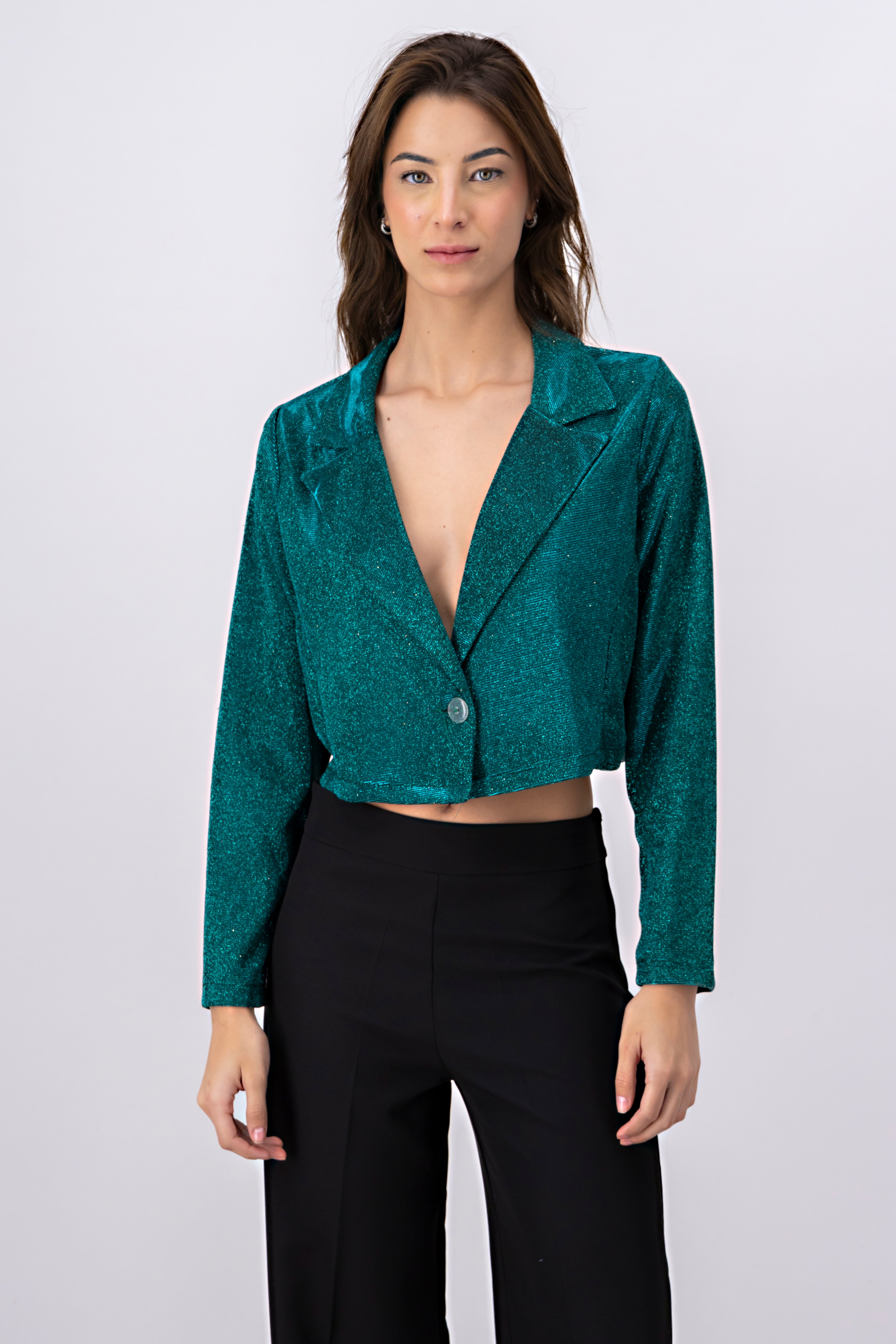 Saco crop brillos VERDE