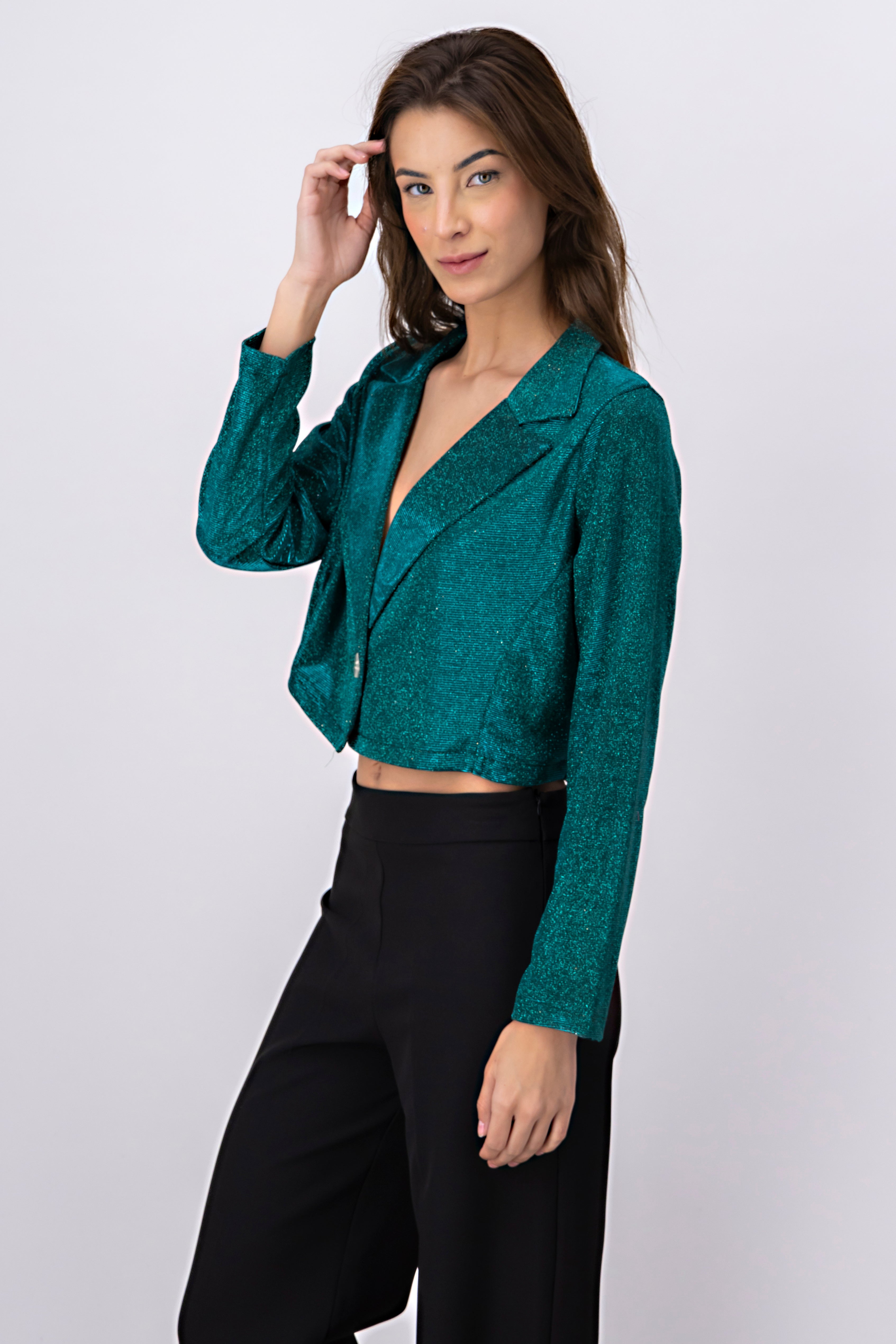 Saco crop brillos VERDE