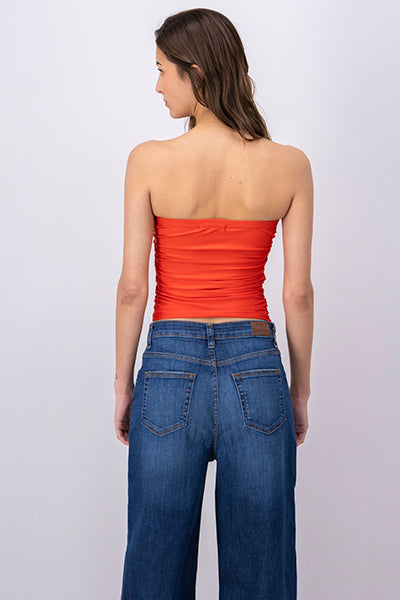 Top Strapless Fruncido Costados ROJO