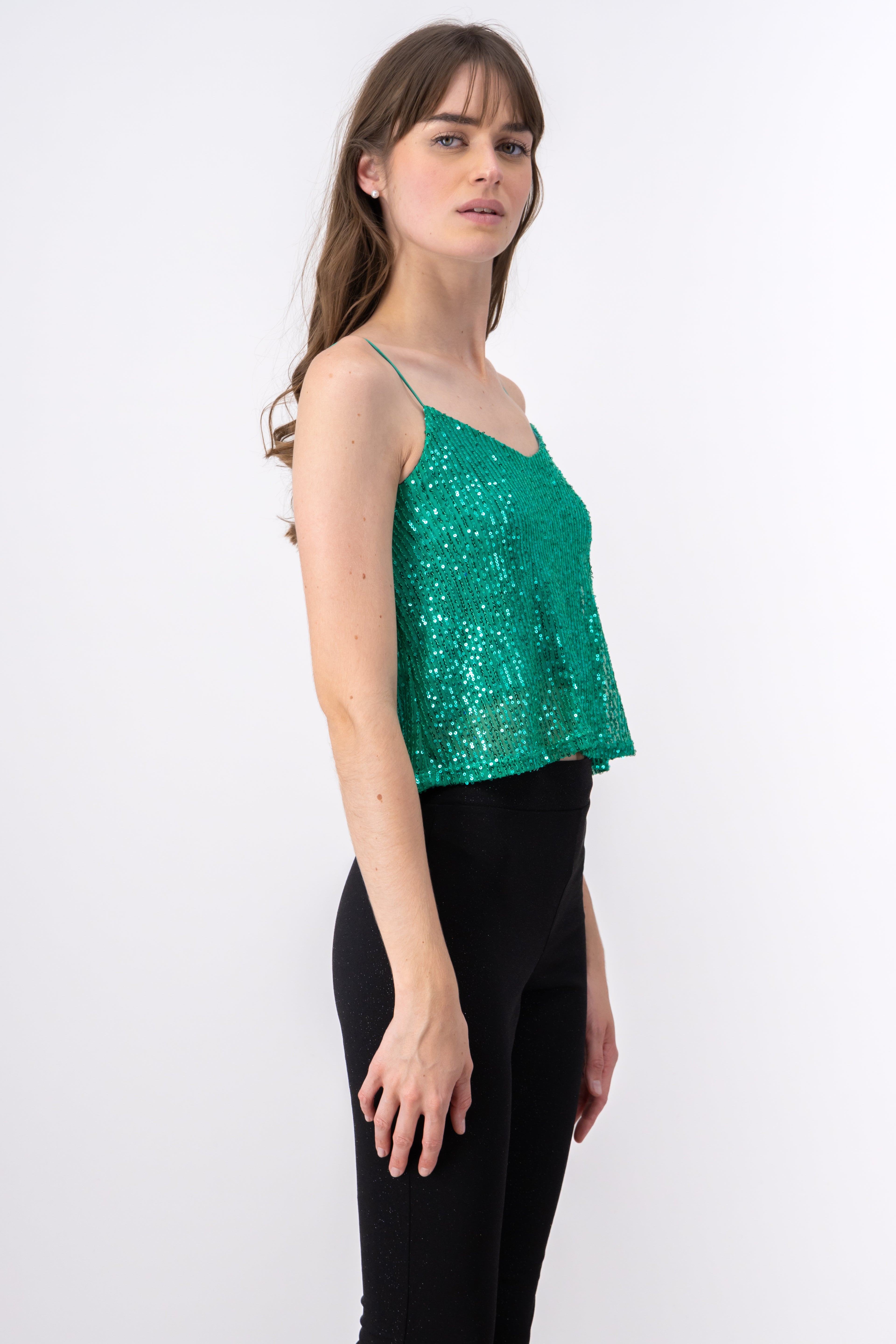 Blusa tirantes lentejuela VERDE