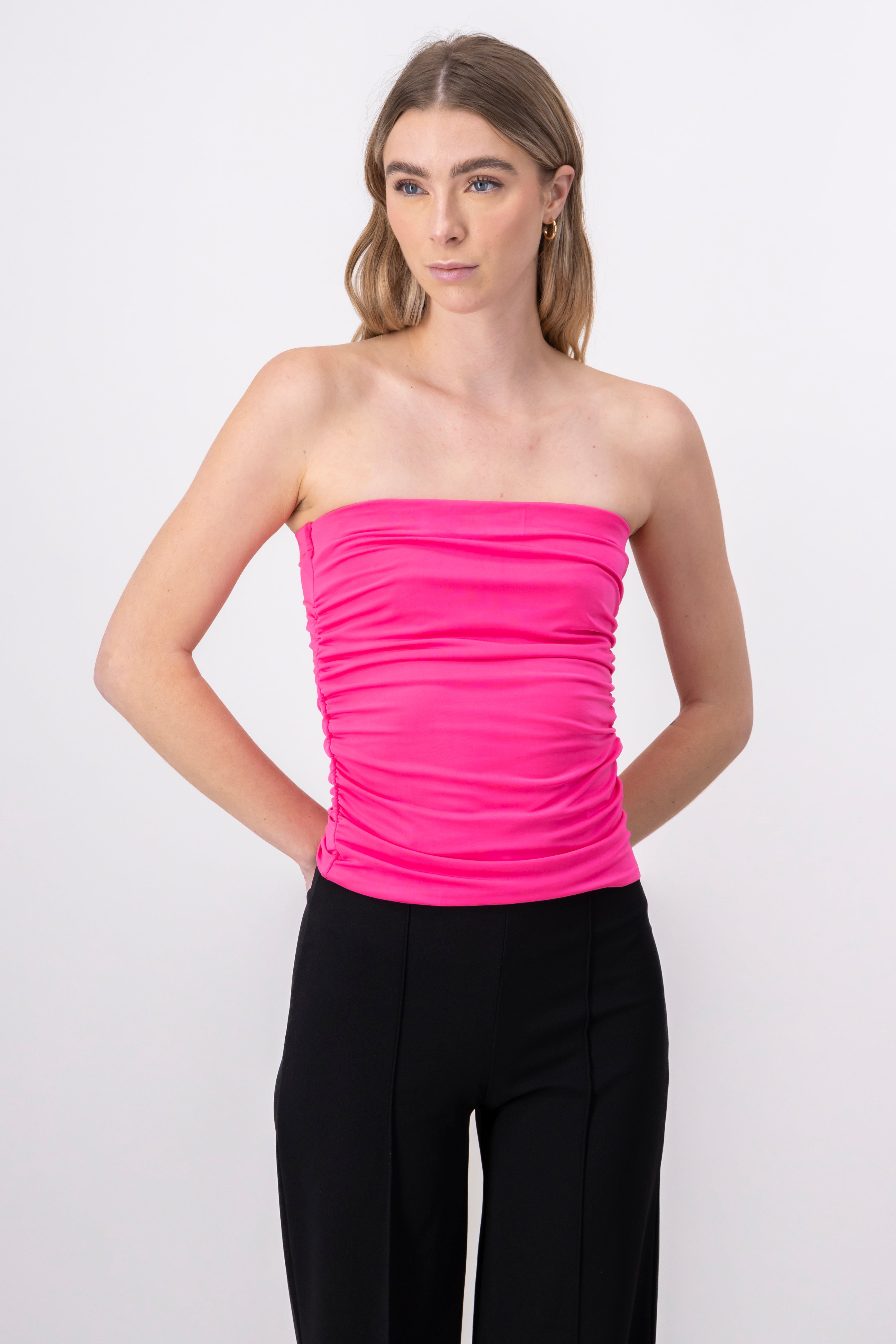 Top strapless detalle frunce FIUSHA