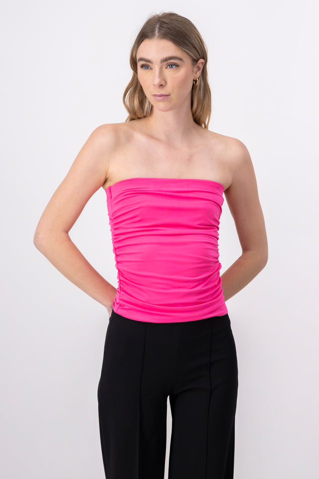 Top strapless detalle frunce