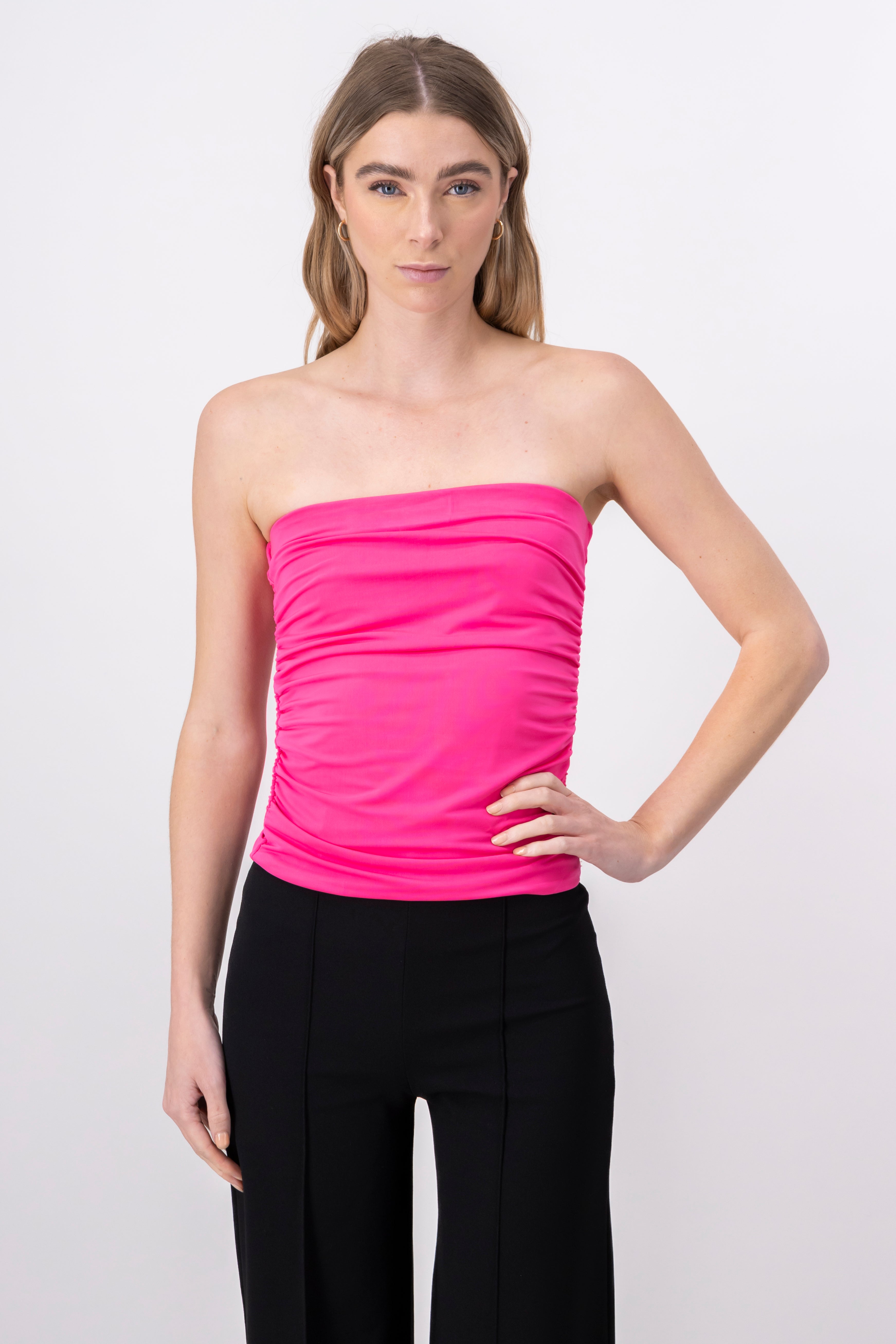 Top strapless detalle frunce FIUSHA