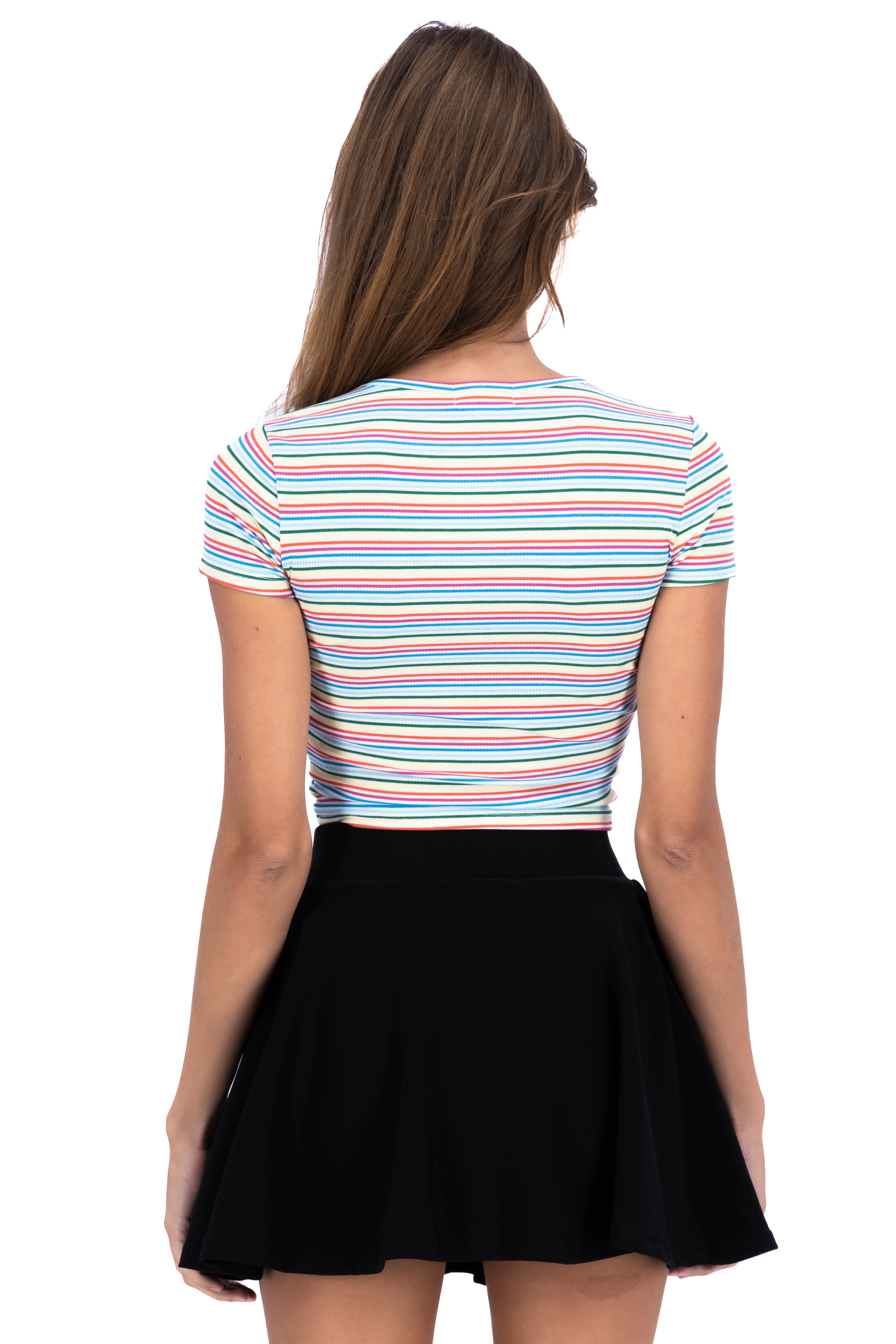 Top acanalado líneas multicolor MULTICOLOR