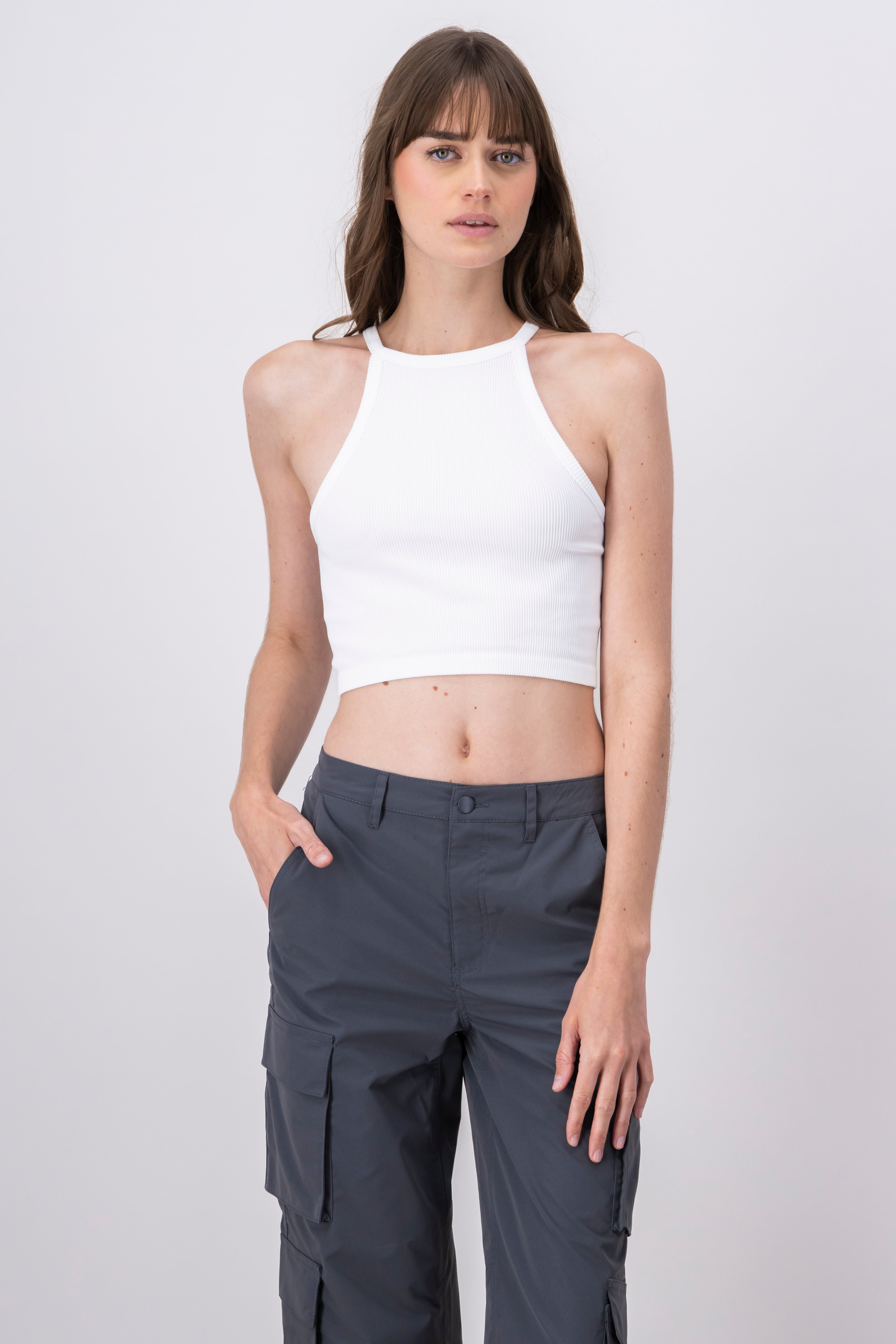 Top rib tipo halter BLANCO