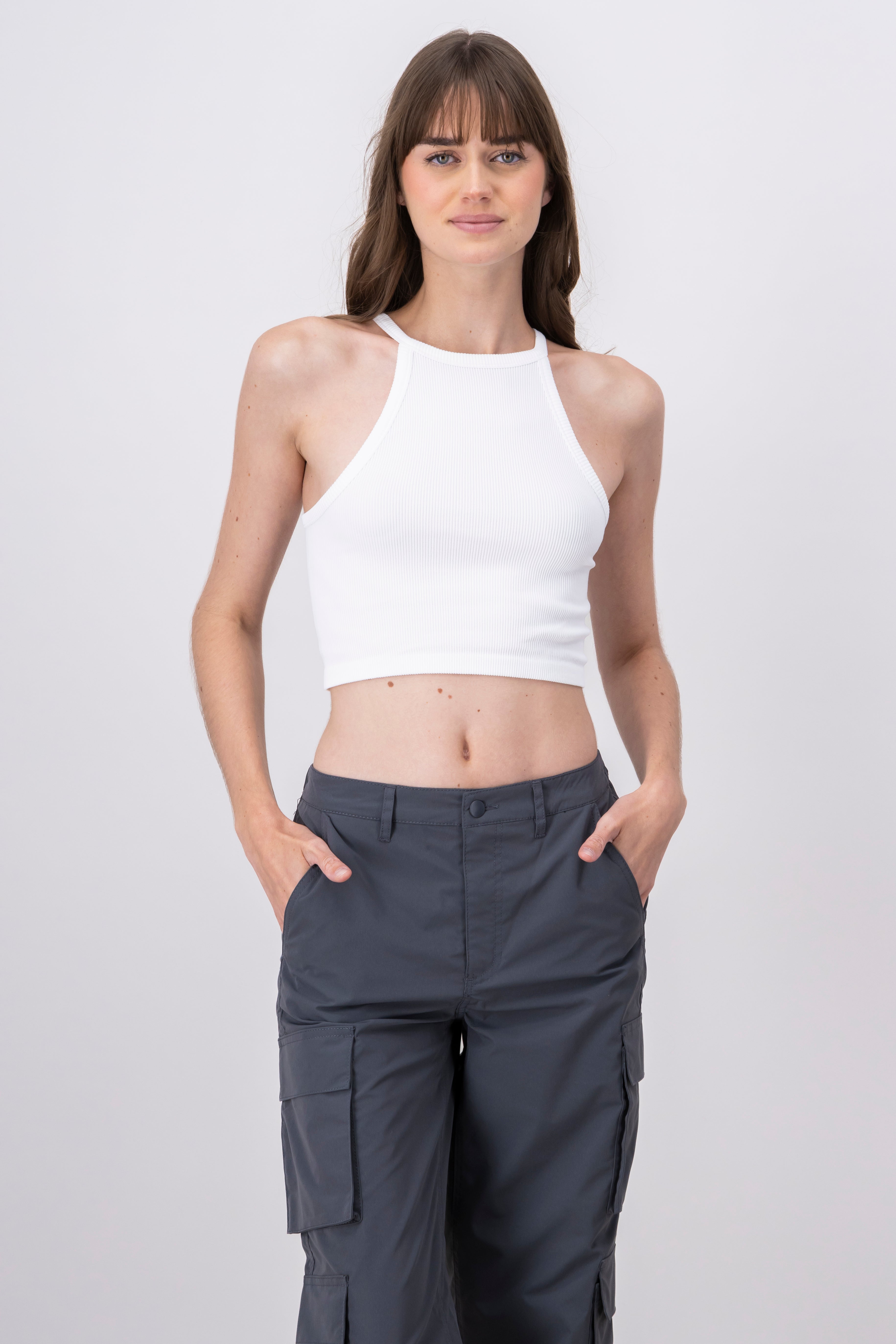 Top rib tipo halter BLANCO