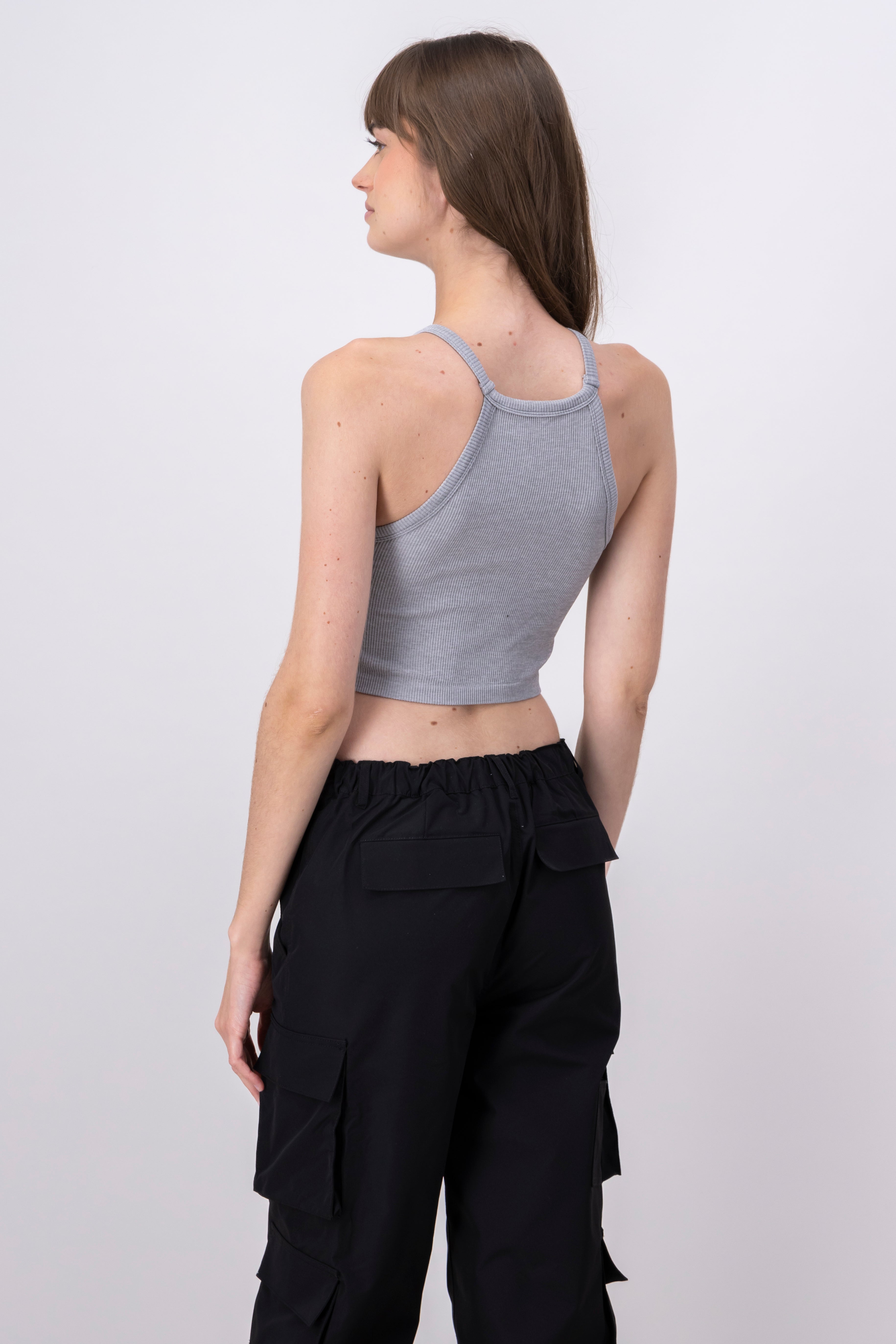 Top rib tipo halter GRIS