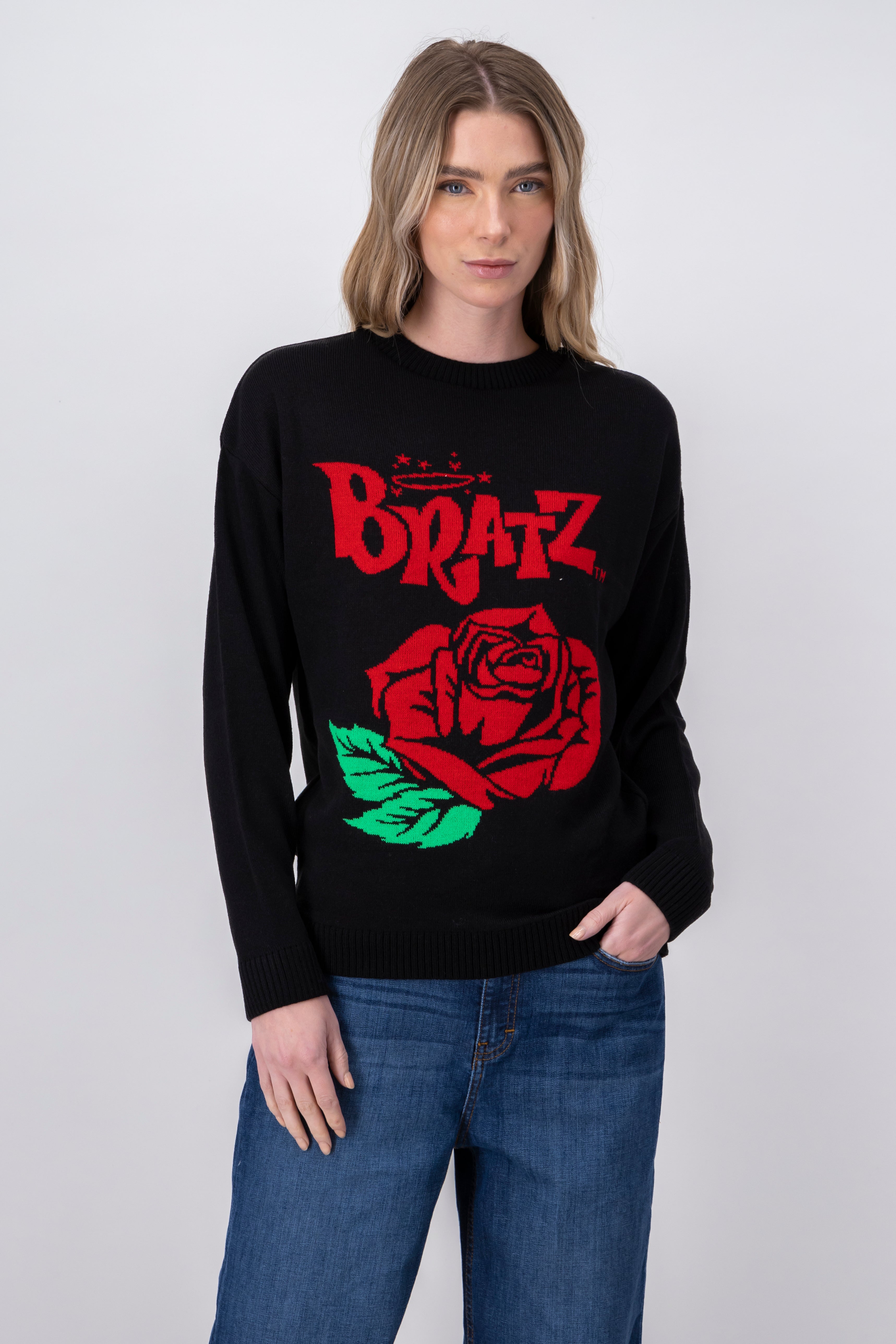 Sueter bratz con una rosa manga larga