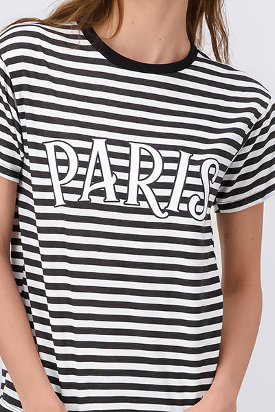 Playera Rayas Paris Manga Corta BLANCO COMBO