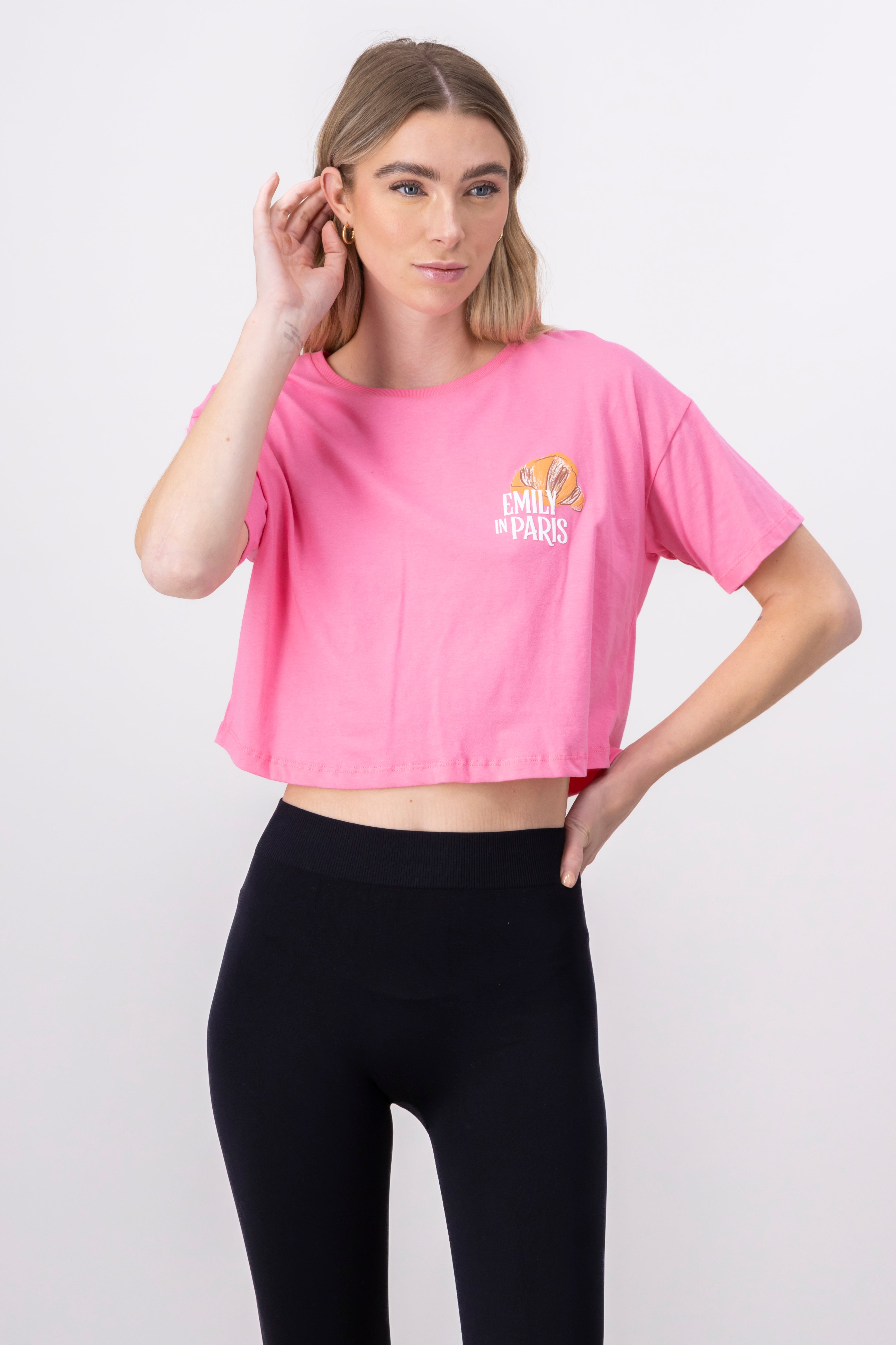 Playera emily in paris manga corta ROSA COMBO